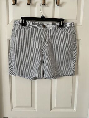 St John’s Bay Striped Cotton Shorts - Navy and White